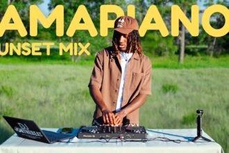 DJ Onthebeat setting up DJ decks outdoors in Colorado for the Amapiano Sunset Mix 2025.