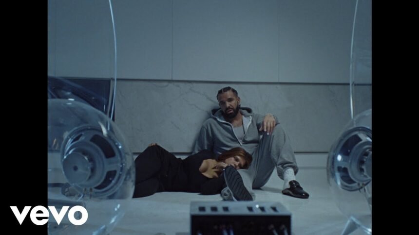 Drake performing in the official music video for Janice STFU