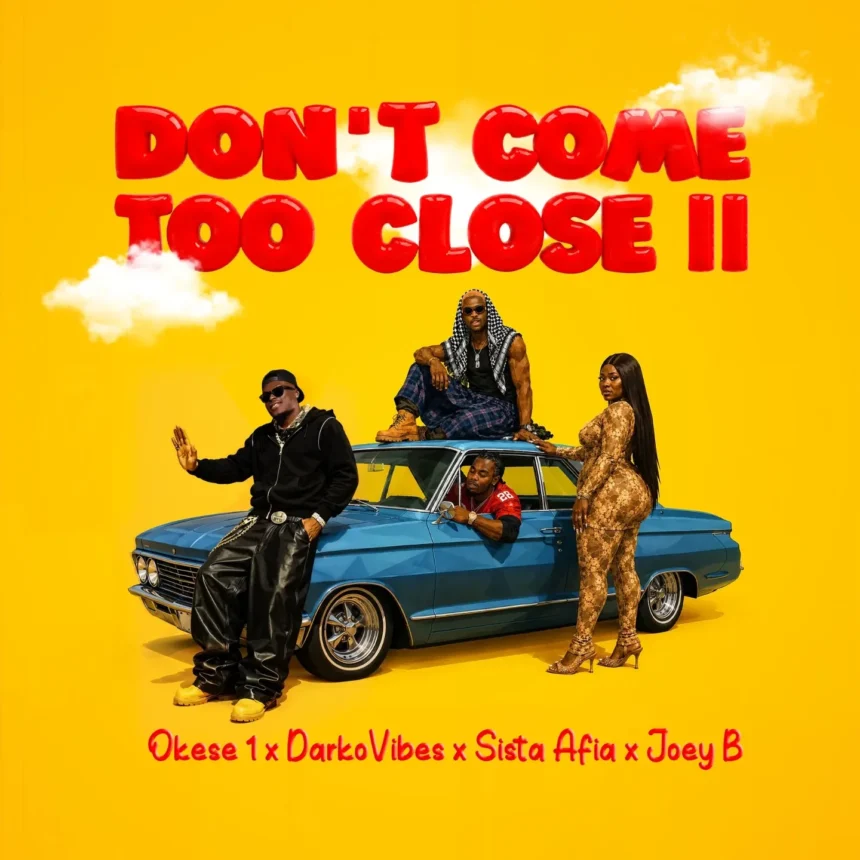 Okese1 performing his song DON’T COME TOO CLOSE II alongside DarkoVibes and Sista Afia