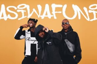 Benzoo_012, OfficixlRsa012, Optimist Music ZA, and Marvens in the official music video for Asiwafuni
