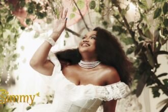 South African music artist Simmy posing for her single Bawo
