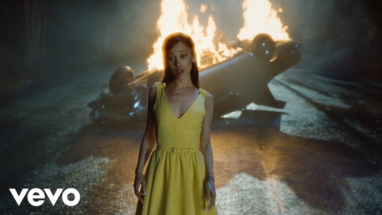 Ariana Grande performing in her official hate that i made you love me music video