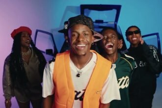 Screenshot of the official visualiser for 'Katalia' showing Mr JazziQ, Thesiix, Shazz RSA, Don Deeya and Magwe ZA performing against a minimalist background.