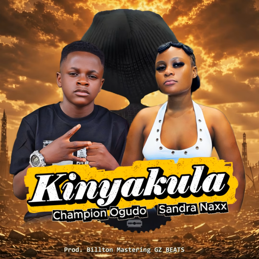 Sandra Naxx and Champion Ogudo singing together on stage during a live performance of Kinyakula