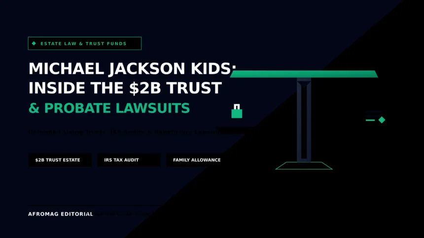 A sharp geometric balance scale holding an asset lock and a revocable living trust document, symbolizing high-net-worth estate planning and probate litigation.