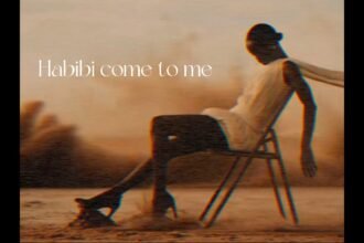 Element Eleéeh singing in front of a colorful backdrop while the lyric video for MY DEAR plays on a screen