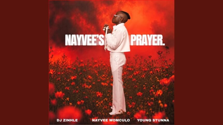 Nayvee Womculo on stage singing Nayvee's Prayer with DJ Zinhle and Young Stunna in the background