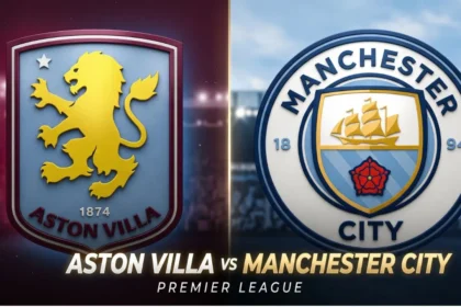 Zion Suzuki diving to block a Manchester City shot during the Aston Villa vs Manchester City Premier League match