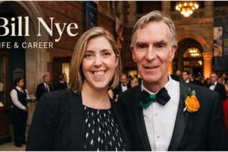 Bill Nye and wife in a ceremony