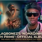 Blaqbonez on stage in Lagos, wearing a bright jacket, with a crowd of fans behind him