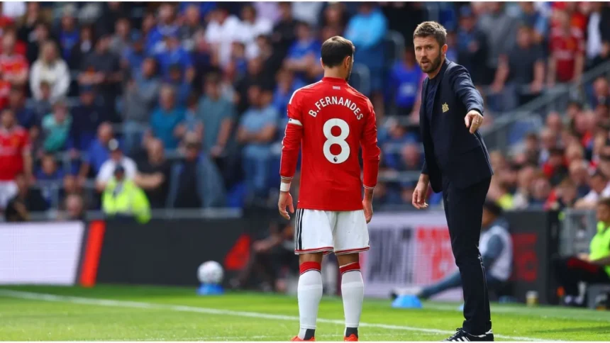 Manchester United players lining up for a Premier League match against Bournemouth