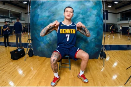 Denver Nuggets forward Trevon Brazile waiting for a free throw during an NBA game against the Pelicans.