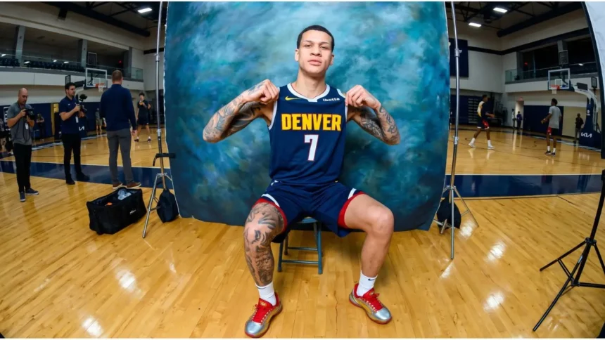 Denver Nuggets forward Trevon Brazile waiting for a free throw during an NBA game against the Pelicans.