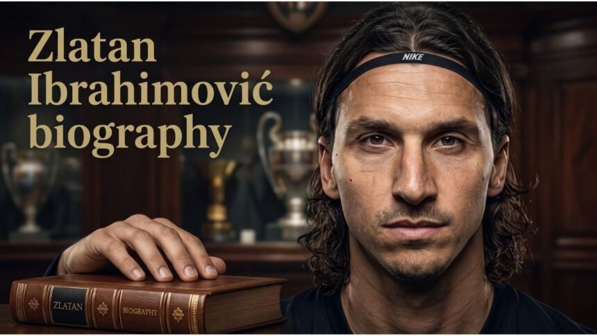 Zlatan Ibrahimović in a football kit celebrating after scoring a goal during a match