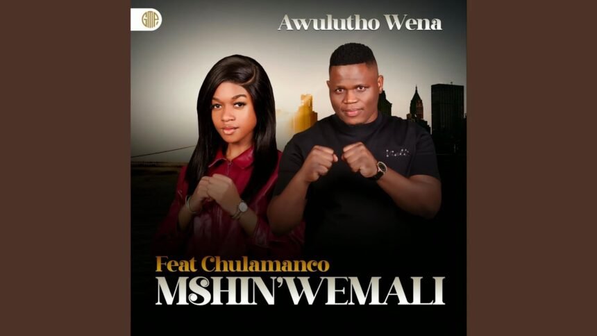 Mshinwemali and Chulumanco M on stage performing the song Awulutho Wena, captured during a live performance with bright stage lighting