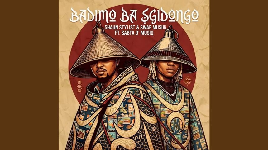 Studio photo showing Shaun Stylist, Swae Musiik and Sabta D'Musiq collaborating on the track Badimo ba Sgidongo (feat. Sabta D'Musiq).