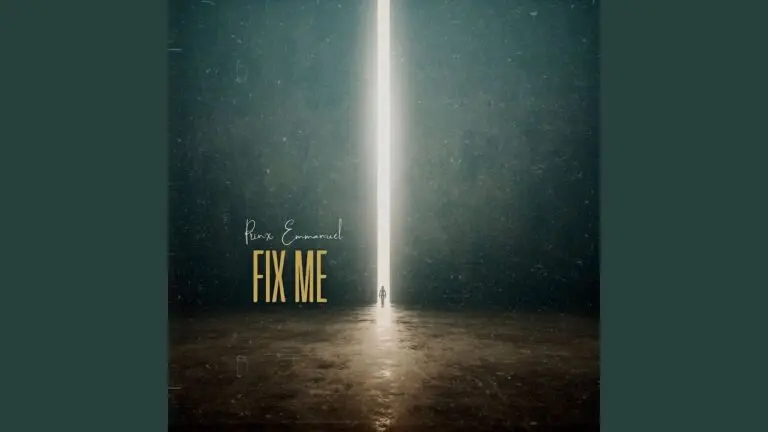 Prinx Emmanuel on stage singing the chorus of his single Fix Me, with a spotlight and audience in the background