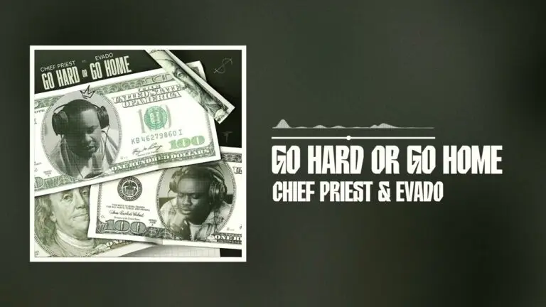 Chief Priest and Evado on stage performing the song Go Hard or Go Home, showing an energetic performance.
