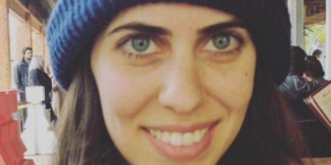 Hila Klein posing during a YouTube podcast recording