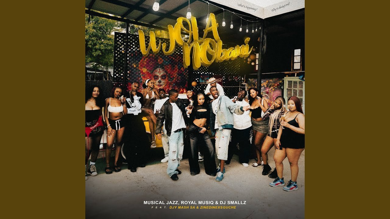 Jola Nobani single cover showing vibrant graphic design with the names Musical Jazz, Royal Musiq, DJ Smallz, Djy Mash SA, and ZinedinexSguche displayed prominently.