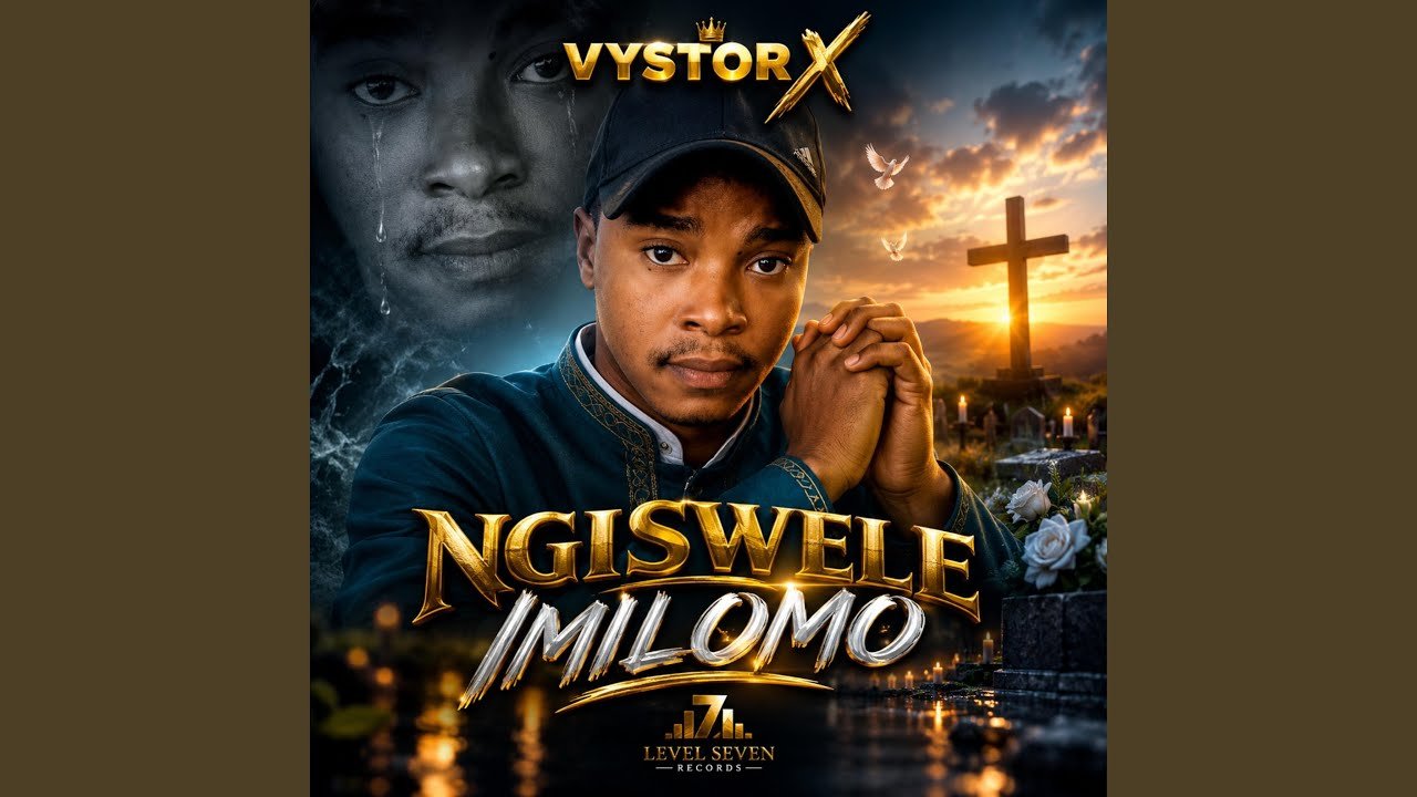 Vystor X stands in a studio with a keyboard, performing the song Ngiswele imilomo while producer Sizwe Sabelo Mdluli watches from the control desk.