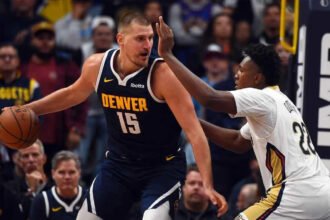 Nikola Jokic of the Denver Nuggets playing against the New Orleans Pelicans