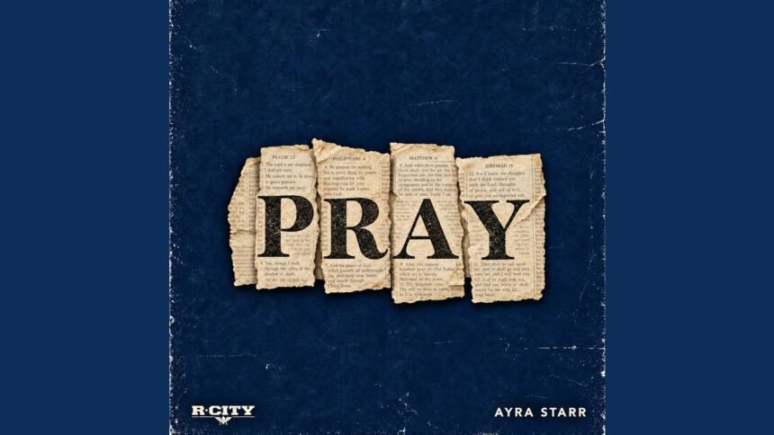 R. City and Ayra Starr on stage singing the song Pray, with bright lights and a live audience