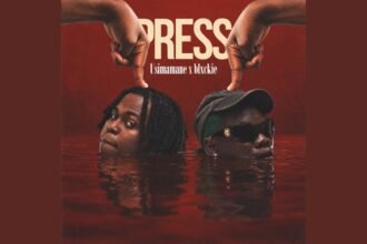 Usimamane and Blxckie together on stage performing their new single Press, with bright lights and a live audience