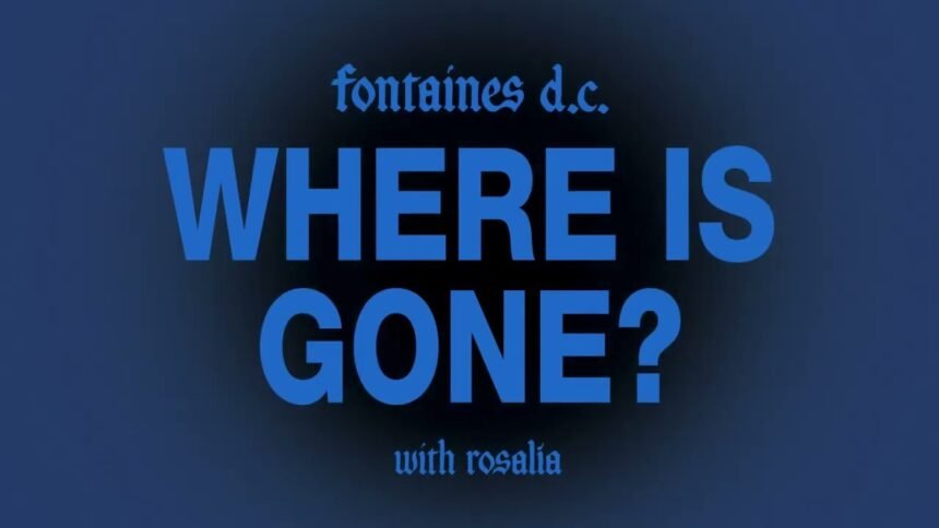 Live performance of Fontaines D.C. and Rosalía singing the song Where Is Gone? on stage with stage lights.