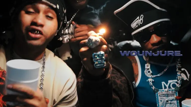 Straffitti, JeriQ, and Suono Sai performing in the official visualizer for Wounjure #Swag
